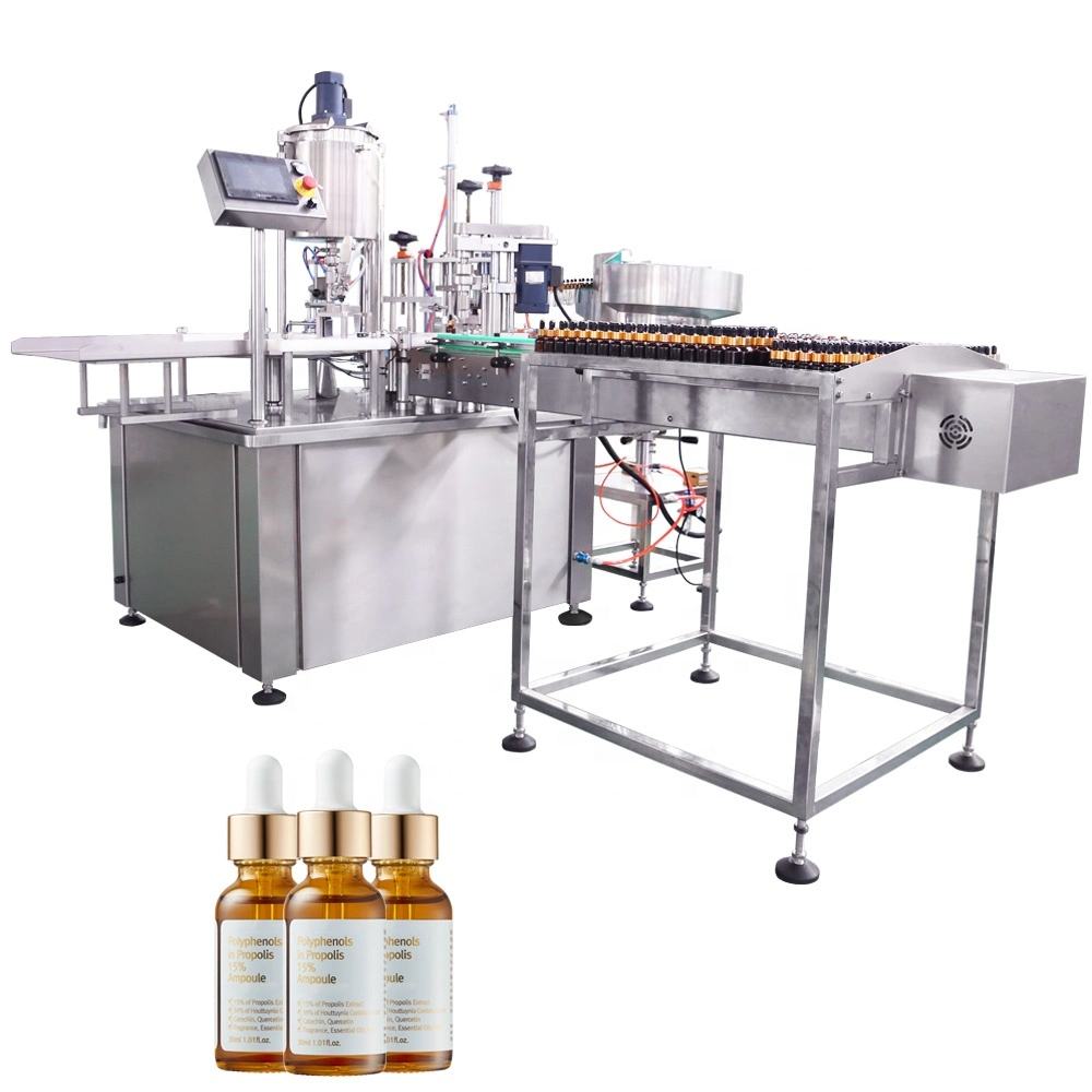 Automatic Dropper Glass Boston Bottle Body Skin Care Oil Coconut Oil Liquid Servo Driving Piston Filling Machine Packing Wrapping Machine